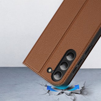 Pouzdro Dux Ducis Skin X2 Samsung Galaxy S23 flip case stojánek na peněženku hnědý