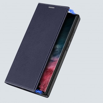 Pouzdro Dux Ducis Skin X2 pro Samsung Galaxy S23 Ultra flip case stojánek na peněženku modrý