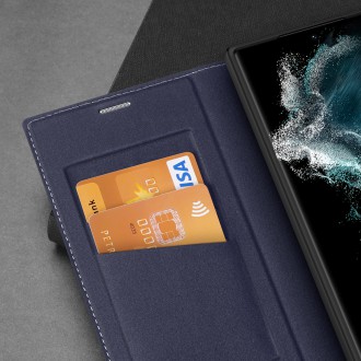 Pouzdro Dux Ducis Skin X2 pro Samsung Galaxy S23 Ultra flip case stojánek na peněženku modrý