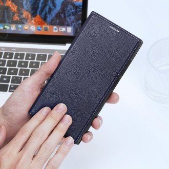 Pouzdro Dux Ducis Skin X2 pro Samsung Galaxy S23 Ultra flip case stojánek na peněženku modrý