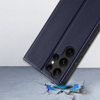 Pouzdro Dux Ducis Skin X2 pro Samsung Galaxy S23 Ultra flip case stojánek na peněženku modrý