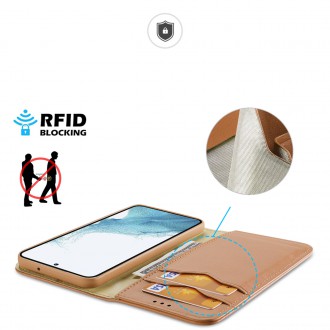 Dux Ducis Hivo pouzdro Samsung Galaxy S23 flip cover stojánek na peněženku RFID blokování hnědé