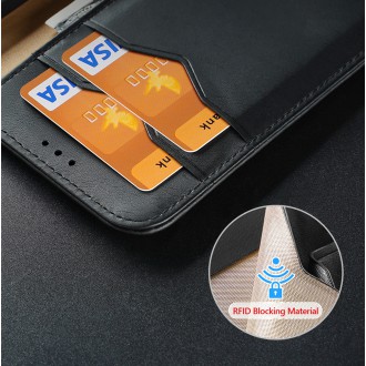 Pouzdro Dux Ducis Hivo Samsung Galaxy S23 Ultra kryt s odklápěcím stojánkem na peněženku RFID blokování černé