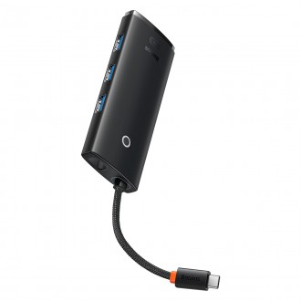 Baseus Lite Series HUB adaptér USB typu C - HDMI / 4x USB 3.0 20 cm černý (WKQX040001)