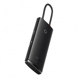 Baseus Lite Series HUB adaptér USB typu C - HDMI / 4x USB 3.0 20 cm černý (WKQX040001)