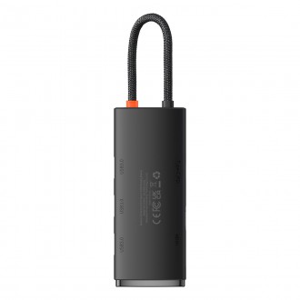 Baseus Lite Series HUB adaptér USB typu C - HDMI / 4x USB 3.0 20 cm černý (WKQX040001)