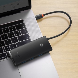 Baseus Lite Series HUB adaptér USB typu C - HDMI / 4x USB 3.0 20 cm černý (WKQX040001)