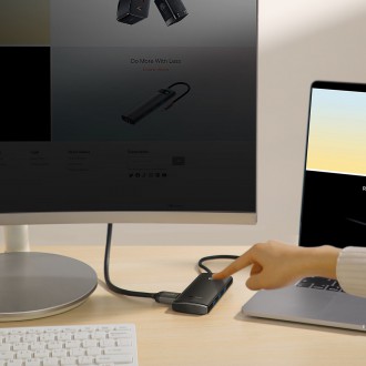 Baseus Lite Series HUB adaptér USB typu C - HDMI / 4x USB 3.0 20 cm černý (WKQX040001)