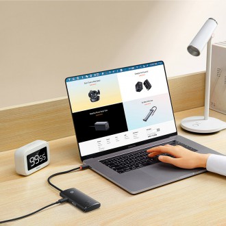 Baseus Lite Series HUB adaptér USB typu C - HDMI / 4x USB 3.0 20 cm černý (WKQX040001)