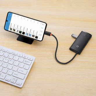 Baseus Lite Series HUB adaptér USB typu C - HDMI / 4x USB 3.0 20 cm černý (WKQX040001)