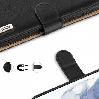 Dux Ducis Hivo Genuine Leather Bookcase type case for Samsung Galaxy S21 FE black