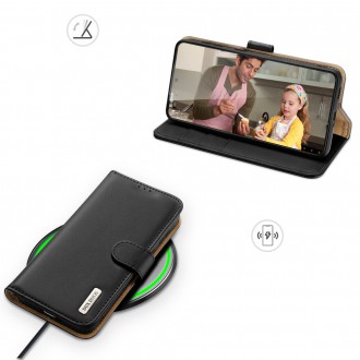 Dux Ducis Hivo Genuine Leather Bookcase type case for Samsung Galaxy S21 FE black