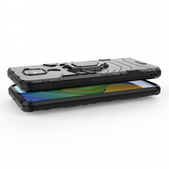 Ring Armor Case Kickstand Tough Rugged Cover for Xiaomi Redmi 10X 4G / Xiaomi Redmi Note 9 black