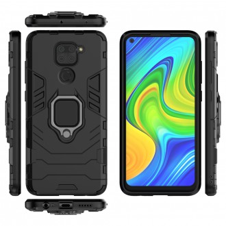 Ring Armor Case Kickstand Tough Rugged Cover for Xiaomi Redmi 10X 4G / Xiaomi Redmi Note 9 black