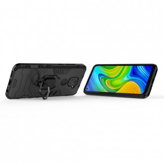 Ring Armor Case Kickstand Tough Rugged Cover for Xiaomi Redmi 10X 4G / Xiaomi Redmi Note 9 black