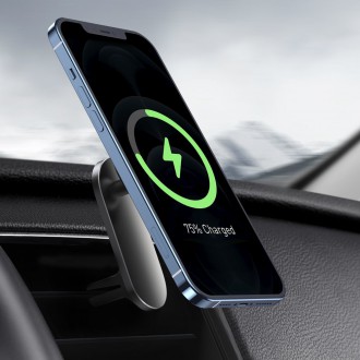 Baseus magnetic car phone holder wireless Qi charger 15 W (MagSafe compatible for iPhone) black (WXJN-01)