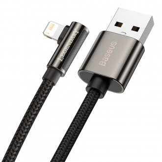 Baseus Legendární úhlový nylonový kabel USB - Lightning pro hráče 2,4A 1m černý (CALCS-01)