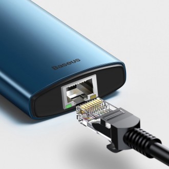 Baseus Metal Gleam 6in1 multifunctional USB Type C hub - USB Type C Power Delivery 100W / HDMI 4K 30Hz / 3x USB 3.2 Gen 1 / RJ45 1Gbps blue (WKWG00000