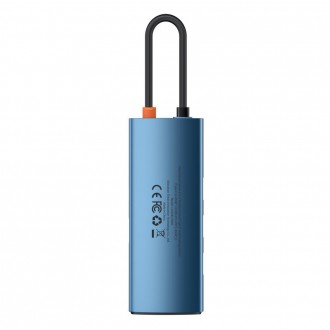 Baseus Metal Gleam 6in1 multifunctional USB Type C hub - USB Type C Power Delivery 100W / HDMI 4K 30Hz / 3x USB 3.2 Gen 1 / RJ45 1Gbps blue (WKWG00000