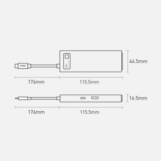 Baseus Metal Gleam 6in1 multifunctional USB Type C hub - USB Type C Power Delivery 100W / HDMI 4K 30Hz / 3x USB 3.2 Gen 1 / RJ45 1Gbps blue (WKWG00000