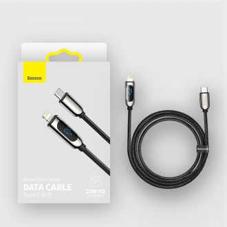 Baseus USB Type C - Lightning 20W fast charging data cable Power Delivery with display screen power meter 2m black (CATLSK-A01)