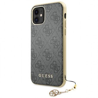 Guess GUHCN61GF4GGR iPhone 11 6.1&quot; / Xr šedé/šedé pevné pouzdro 4G Charms Collection