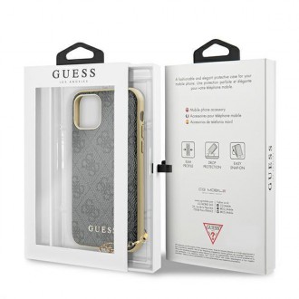 Guess GUHCN61GF4GGR iPhone 11 6.1&quot; / Xr šedé/šedé pevné pouzdro 4G Charms Collection