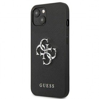 Guess GUHCP13MSA4GSBK iPhone 13 6,1&quot; černý/černý pevný obal Saffiano 4G Metal Logo