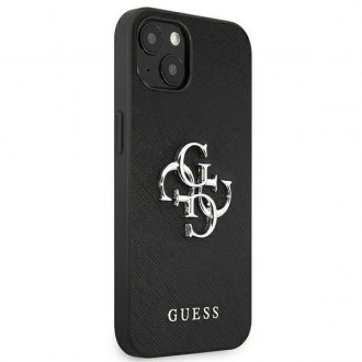 Guess GUHCP13MSA4GSBK iPhone 13 6,1&quot; černý/černý pevný obal Saffiano 4G Metal Logo