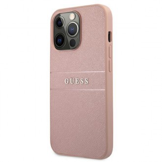 Guess GUHCP13XPSASBPI iPhone 13 Pro Max 6,7&quot; růžové/růžové pevné pouzdro Saffiano Stripe