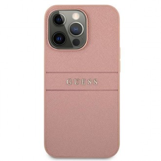 Guess GUHCP13XPSASBPI iPhone 13 Pro Max 6,7&quot; růžové/růžové pevné pouzdro Saffiano Stripe