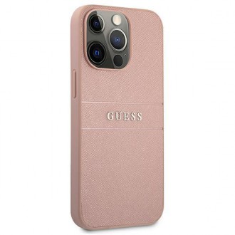 Guess GUHCP13XPSASBPI iPhone 13 Pro Max 6,7&quot; růžové/růžové pevné pouzdro Saffiano Stripe