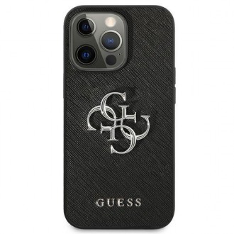 Guess GUHCP13XSA4GSBK iPhone 13 Pro Max 6,7&quot; černo/černé pevné pouzdro Saffiano 4G Metal Logo