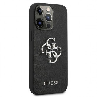 Guess GUHCP13XSA4GSBK iPhone 13 Pro Max 6,7&quot; černo/černé pevné pouzdro Saffiano 4G Metal Logo