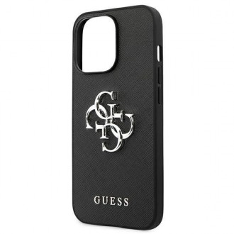 Guess GUHCP13XSA4GSBK iPhone 13 Pro Max 6,7&quot; černo/černé pevné pouzdro Saffiano 4G Metal Logo