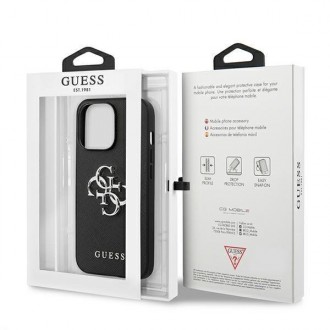 Guess GUHCP13XSA4GSBK iPhone 13 Pro Max 6,7&quot; černo/černé pevné pouzdro Saffiano 4G Metal Logo
