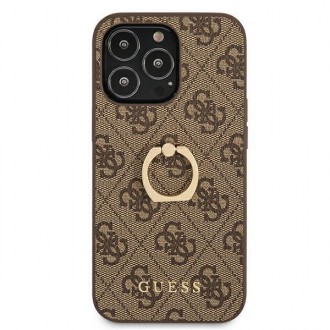 Guess GUHCP13L4GMRBR iPhone 13 Pro / 13 6,1&quot; hnědý/hnědý pevný obal 4G s kroužkovým stojánkem