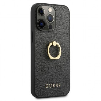 Guess GUHCP13L4GMRGR iPhone 13 Pro / 13 6,1&quot; šedý/šedý pevný obal 4G s kroužkovým stojánkem