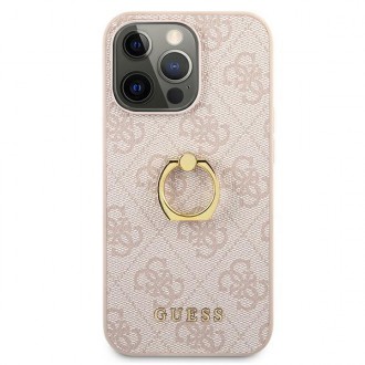 Guess GUHCP13L4GMRPI iPhone 13 Pro / 13 6,1&quot; růžový/růžový pevný obal 4G s kroužkovým stojánkem
