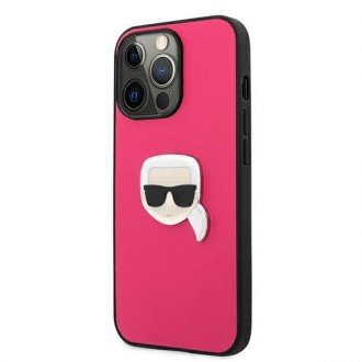 Karl Lagerfeld KLHCP13XPKMP iPhone 13 Pro Max 6,7" różowy/pink hardcase Leather Ikonik Karl`s Head Metal