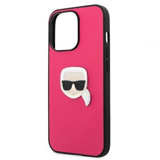 Karl Lagerfeld KLHCP13XPKMP iPhone 13 Pro Max 6,7" różowy/pink hardcase Leather Ikonik Karl`s Head Metal