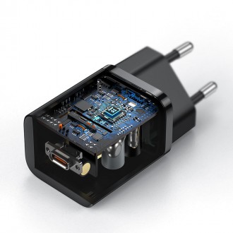 Rychlá nabíječka Baseus Super Si 1C USB Type C 25W Power Delivery Quick Charge černá (CCSP020101)