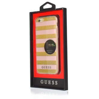 Guess GUHCP6STGPI iPhone 6/6S růžové pevné pouzdro Ethnic Chic Stripes 3D