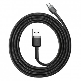 Baseus Cafule Cable odolný nylonový kabel USB / micro USB QC3.0 2.4A 1M černo-šedý (CAMKLF-BG1)