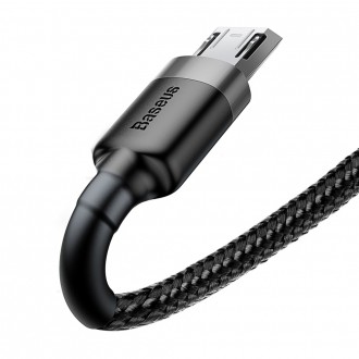Baseus Cafule Cable odolný nylonový kabel USB / micro USB QC3.0 2.4A 1M černo-šedý (CAMKLF-BG1)