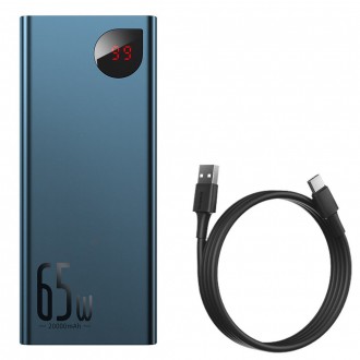 [RETURNED ITEM] Powerbanka Baseus Adaman 2x USB / 1x USB typu C / 1x micro USB 20000mAh 65W Quick Charge 4.0 Power Delivery modrá (PPIMDA-D03)