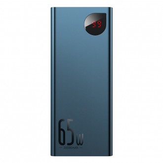 [RETURNED ITEM] Powerbanka Baseus Adaman 2x USB / 1x USB typu C / 1x micro USB 20000mAh 65W Quick Charge 4.0 Power Delivery modrá (PPIMDA-D03)