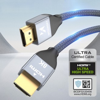 Wozinsky kabel HDMI 2.1 8K 60 Hz 48 Gbps / 4K 120 Hz / 2K 144 Hz 3 m stříbrný (WHDMI-30)