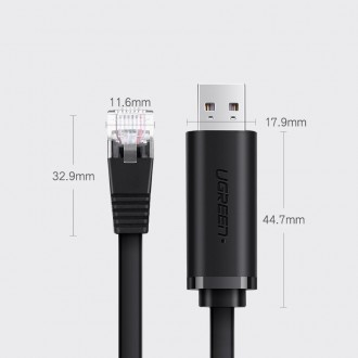 Ugreen console cable USB - Ethernet RJ45 1.5m black (CM204)