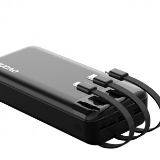 Dudao capacious powerbank with 3 built-in cables 20000mAh USB Type C + micro USB + Lightning black (Dudao K6Pro +)